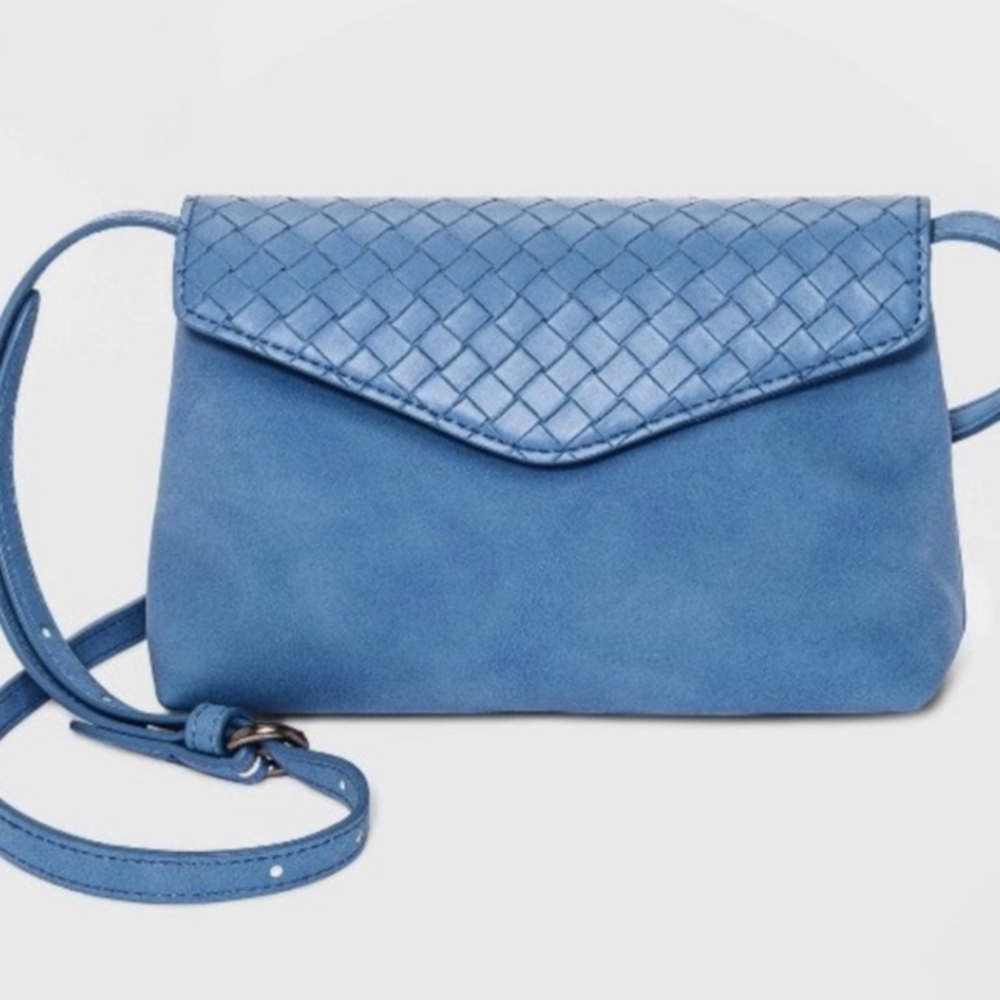 Universal Thread Woven Blue Gray Envelope Crossbo… - image 1